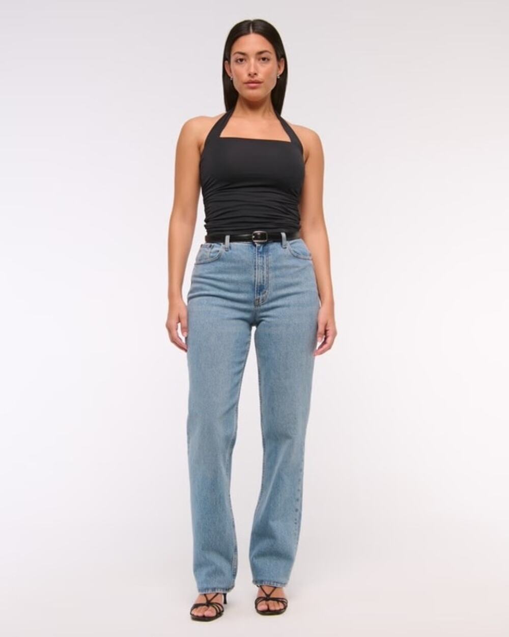 NWT Abercrombie Curve Love Ultra High Rise 90s Straight Jeans Light Wash 35/20S